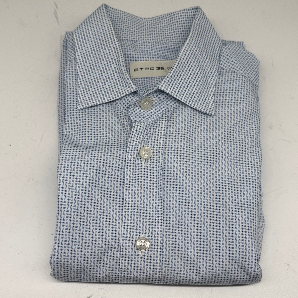 Etro Men's Light Blue Geometric Shirt